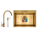 Мийка кухонна Mixxus SET-6045-200x1.0-PVD-Gold комплект з мийки, змішувача, диспенсера 