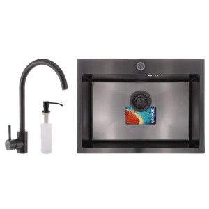 Мийка кухонна Mixxus SET-6045-200x1.0-PVD комплект (мийка + змішувач + диспенсер)  