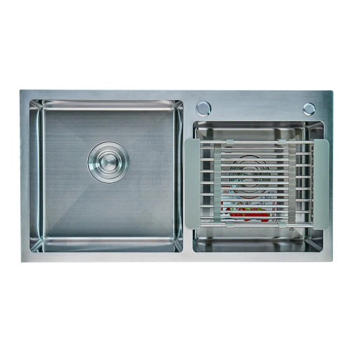 Мийка кухонна Zerix ZH7843DS-215 (3.0/1.0) Satin з диспенсером та сушаркою для посуду 