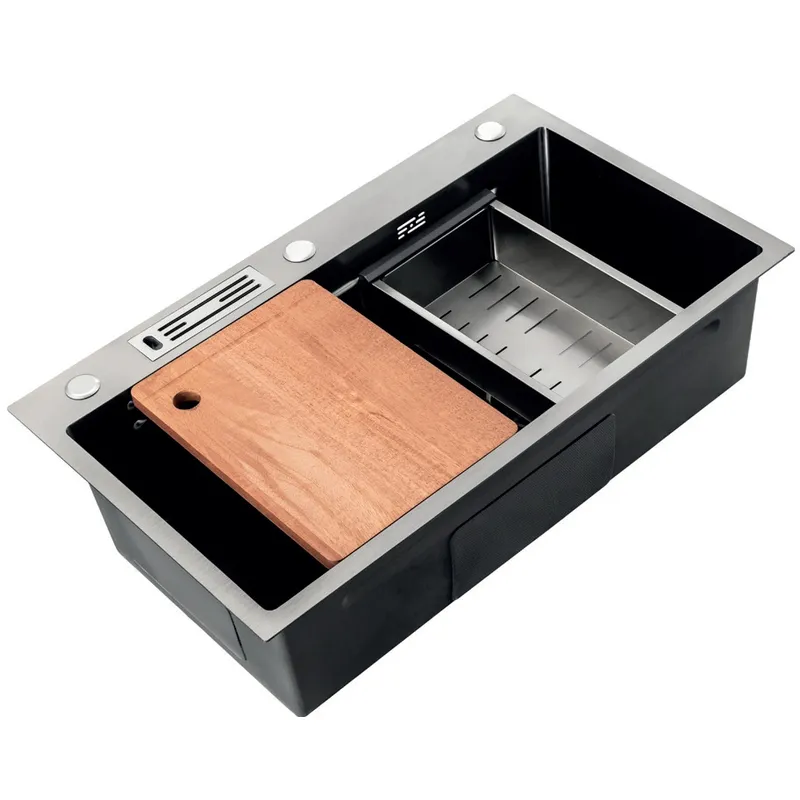 Мойка кухонная Mixxus Premium MH7545-SET-05 MICRO DECOR NANO-BLACK (3.0/0.8) графит 