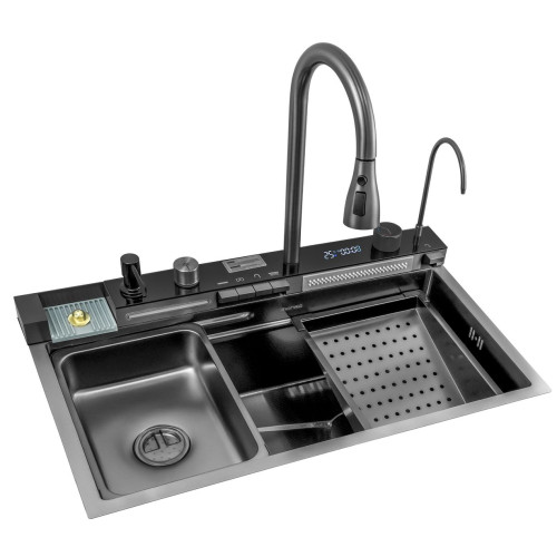 Мийка кухонна MONRO MC-S8045HF Black Dekor HDE(3/1.0/220) набір 