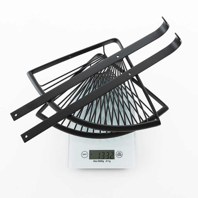 Кутова подвійна полка з гачками Frap F352-16 (нержавіюча сталь, чорна)