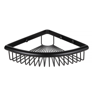 Угловая одинарная полка с крючками Frap F352-6 (нержавеющая сталь, черная)