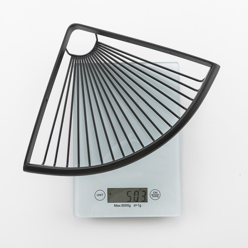 Угловая одинарная полка с крючками Frap F352-6 (нержавеющая сталь, черная)