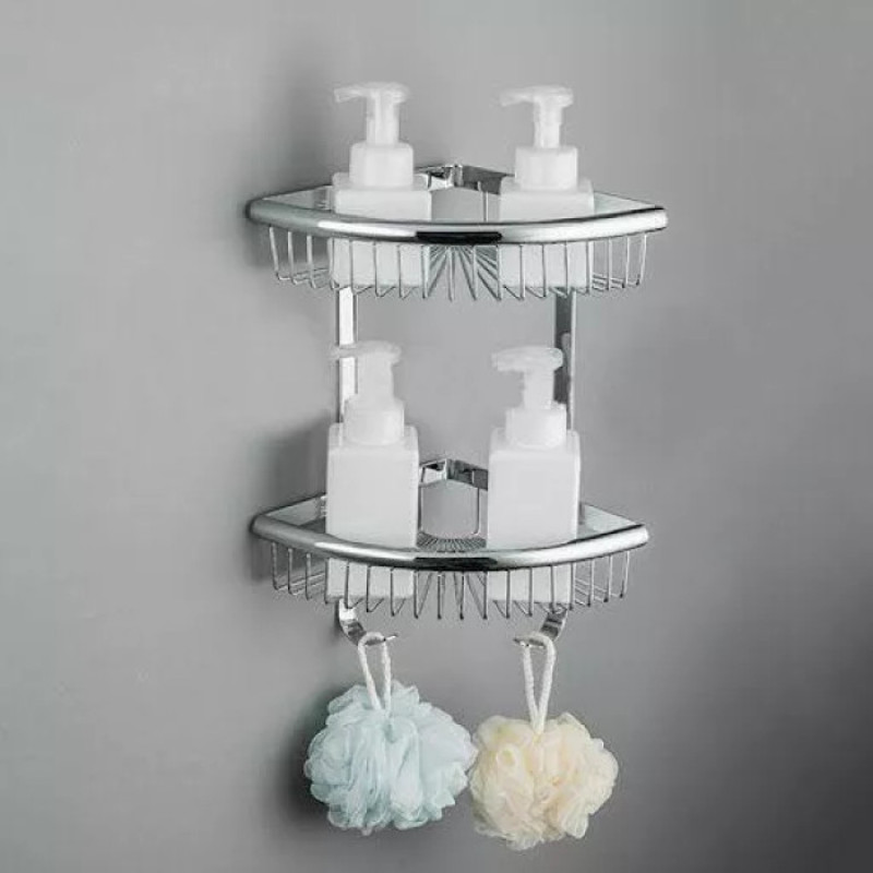 Полиця кутова Frap F352-1, 2-х ярусна, 240х320 мм (нержавіюча сталь, хром)