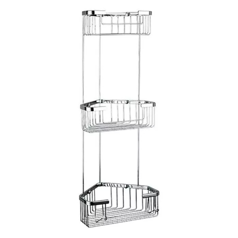 Угловая полка Frap F351-2, трехъярусная (нержавеющая сталь, хром)