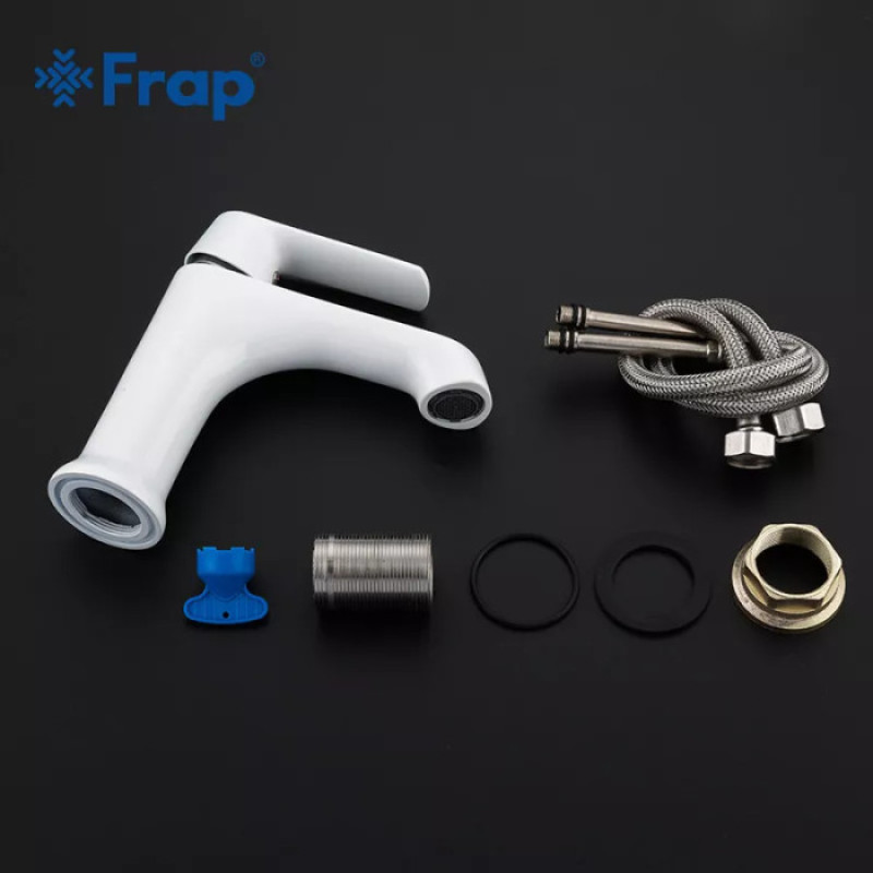 Змішувач для умивальника Frap F1031 (білий/хром)