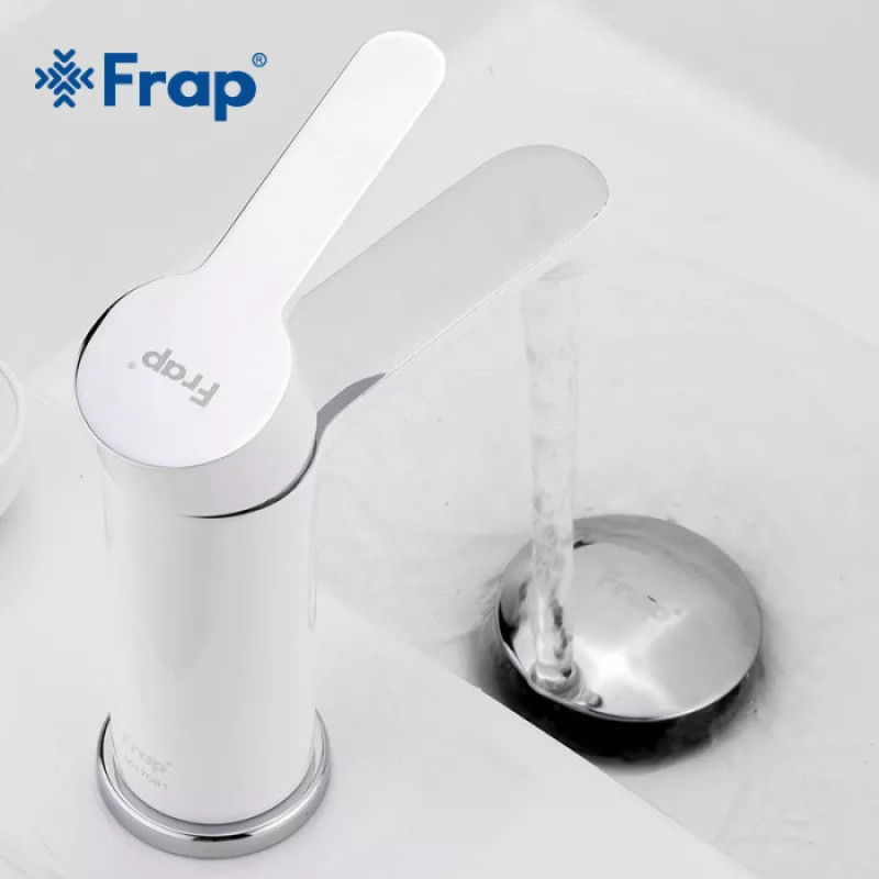 Змішувач для умивальника Frap F1041 (білий/хром)