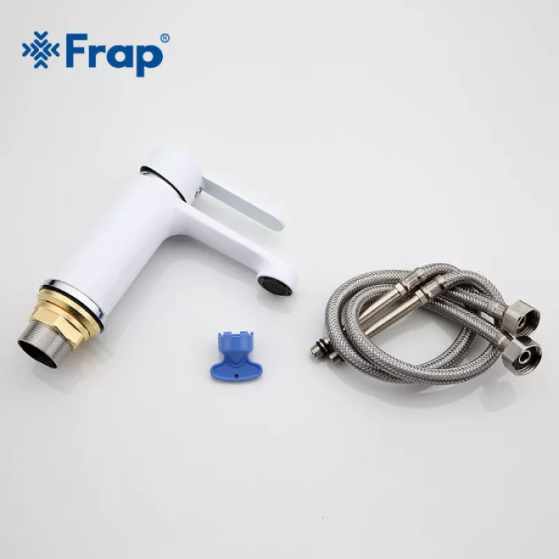 Змішувач для умивальника Frap F1041 (білий/хром)