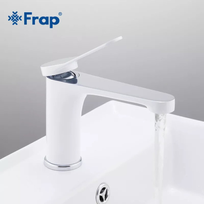 Змішувач для умивальника Frap F1045 (білий/хром)