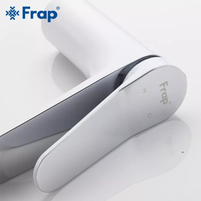 Змішувач для умивальника Frap F1045 (білий/хром)