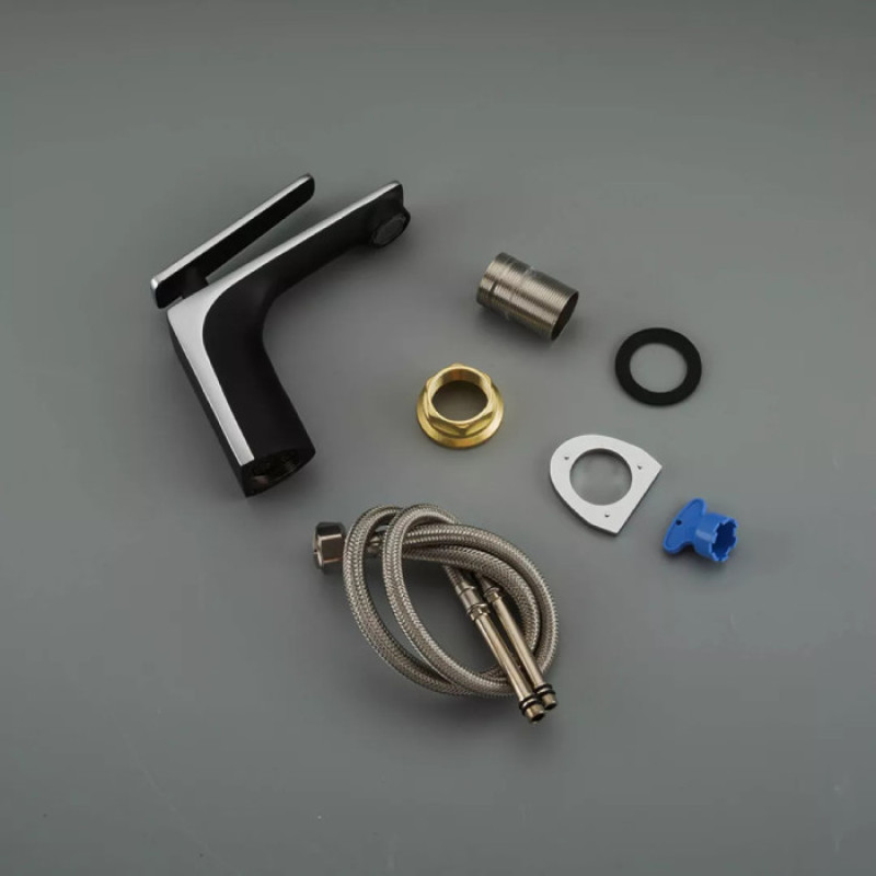 Змішувач для умивальника Frap F1057 (чорний/хром)