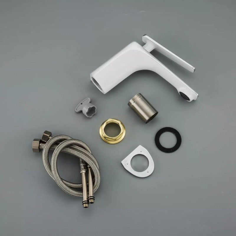 Змішувач для умивальника Frap F1058 (білий/хром)