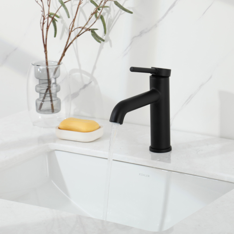 Змішувач для умивальника Gappo G1006-6 (одноваж. кругл. вилив, лат., Ø35, чорний)