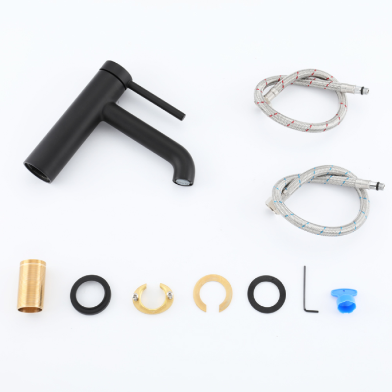 Змішувач для умивальника Gappo G1006-6 (одноваж. кругл. вилив, лат., Ø35, чорний)