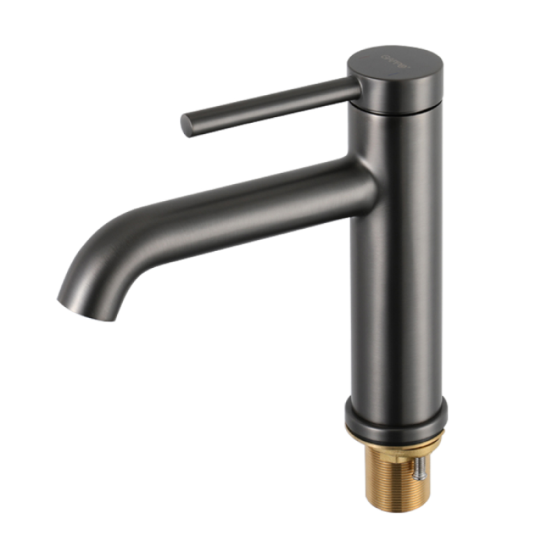 Змішувач для умивальника Gappo G1006-9 (одноваж. кругл. вилив, лат., Ø35, сірий Gungrey) 