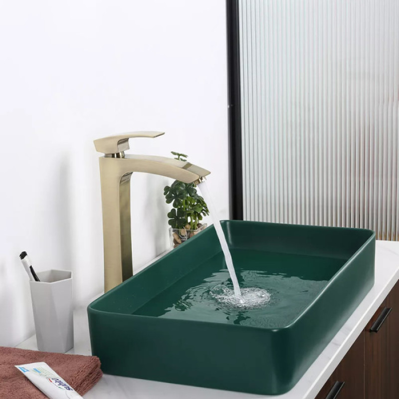 Змішувач для умивальника Gappo G1007-42 (високий одноваж., литий вилив, Ø35, бронзовий)