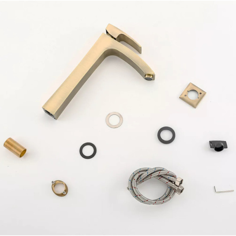 Змішувач для умивальника Gappo G1007-42 (високий одноваж., литий вилив, Ø35, бронзовий)