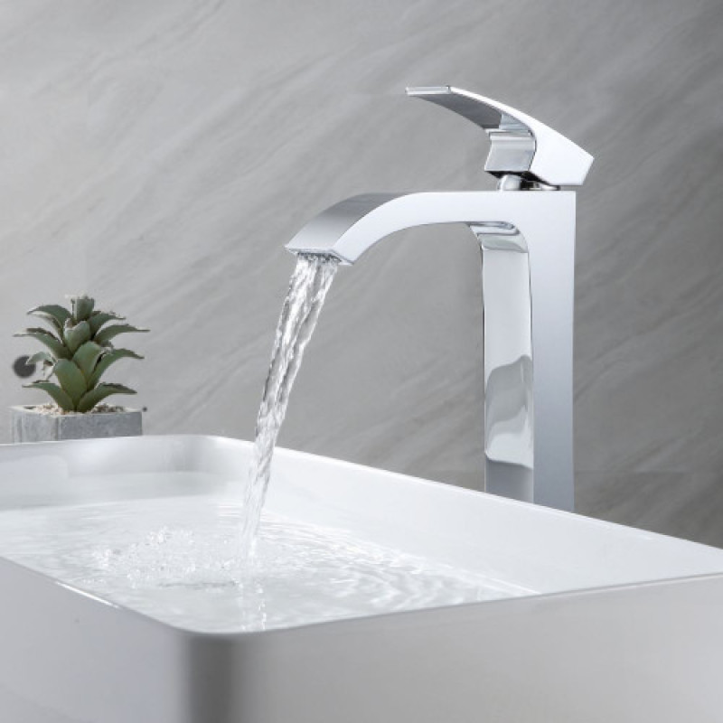 Змішувач для умивальника Gappo G1007-81(високий одноваж., литий вилив, Ø35, хром) 