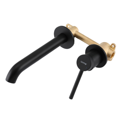 Вбудований змішувач для умивальника Gappo G1206-6 (одноваж., кругл. вилив, латунь, Ø35, чорний) 