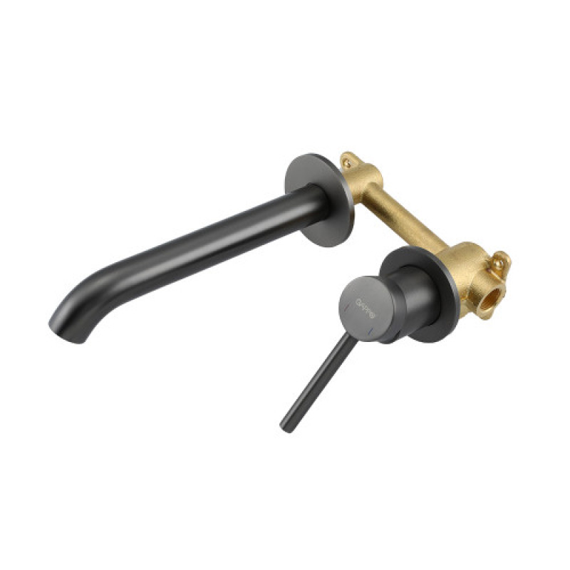 Вбудований змішувач для умивальника Gappo G1206-9 (одноваж., кругл. вилив, лат., Ø35, сірий Gungrey)