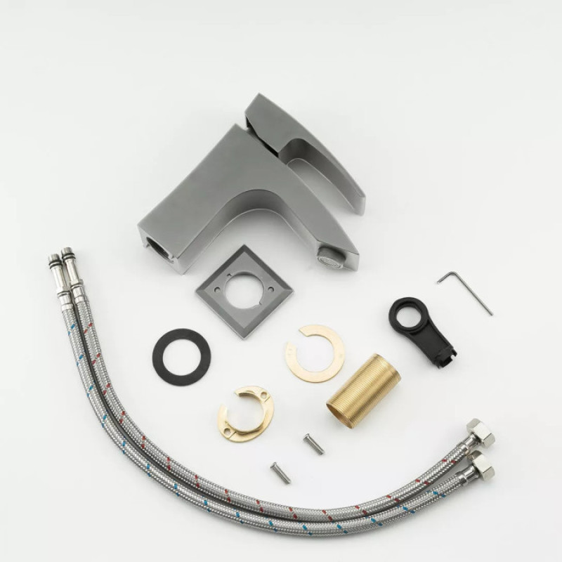 Змішувач для умивальника GAPPO G1007-91 (збройова сталь, сірий)