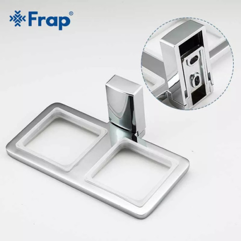 Двойной стакан для щеток Frap F1808 (стекло, белый/хром)