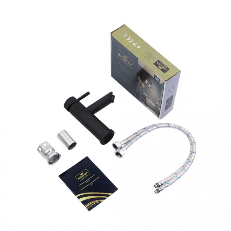 Змішувач для умивальника WEZER EKO1A-01-ВLACK (нержавіюча сталь, чорний)