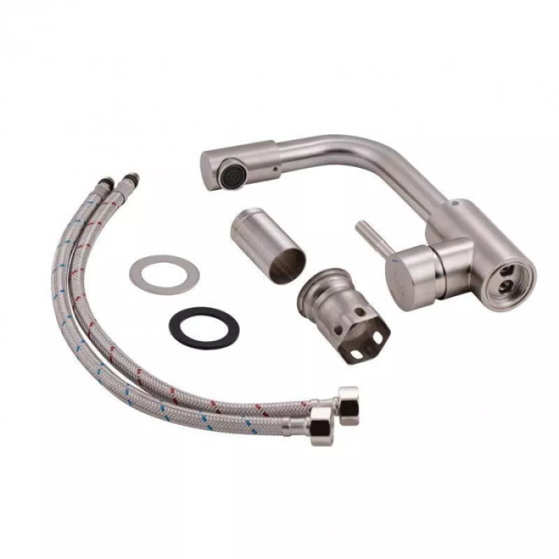 Змішувач для умивальника WEZER EKO1B-01 (нержавіюча сталь, сатин) 