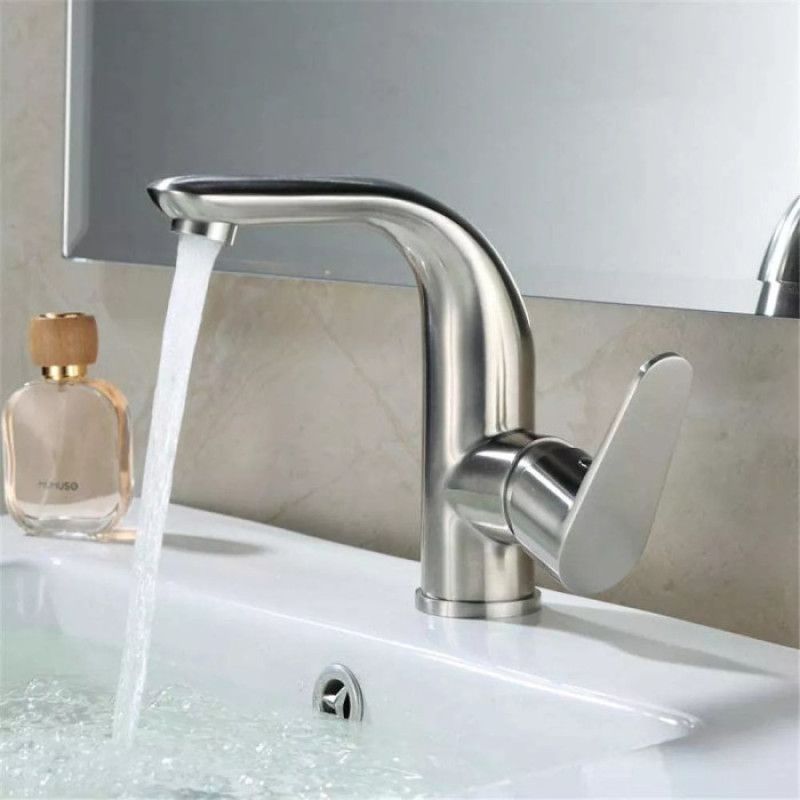 Змішувач для умивальника WEZER INX1A-04 (нержавіюча сталь, сатин) 