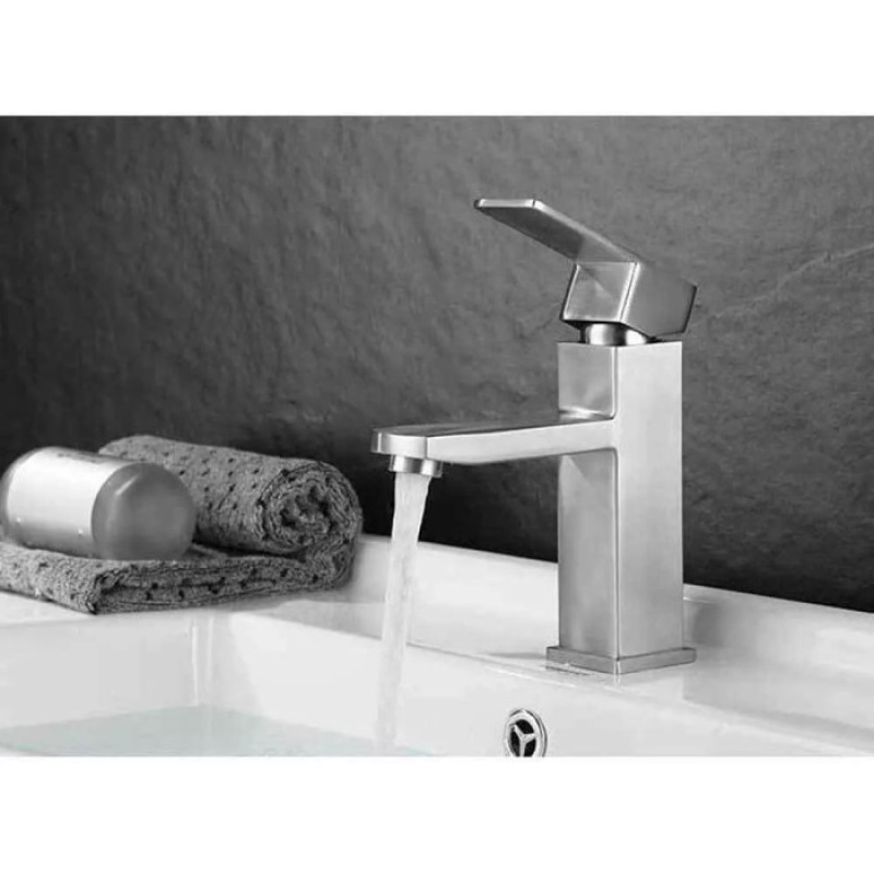 Смеситель для умывальника WEZER PRO1-02 (нержавеющая сталь, сатин)