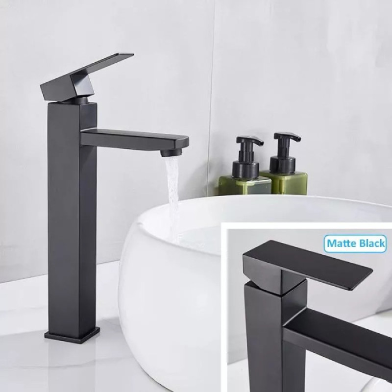 Змішувач високий для умивальника WEZER PRO11-02-BLACK (чорний)