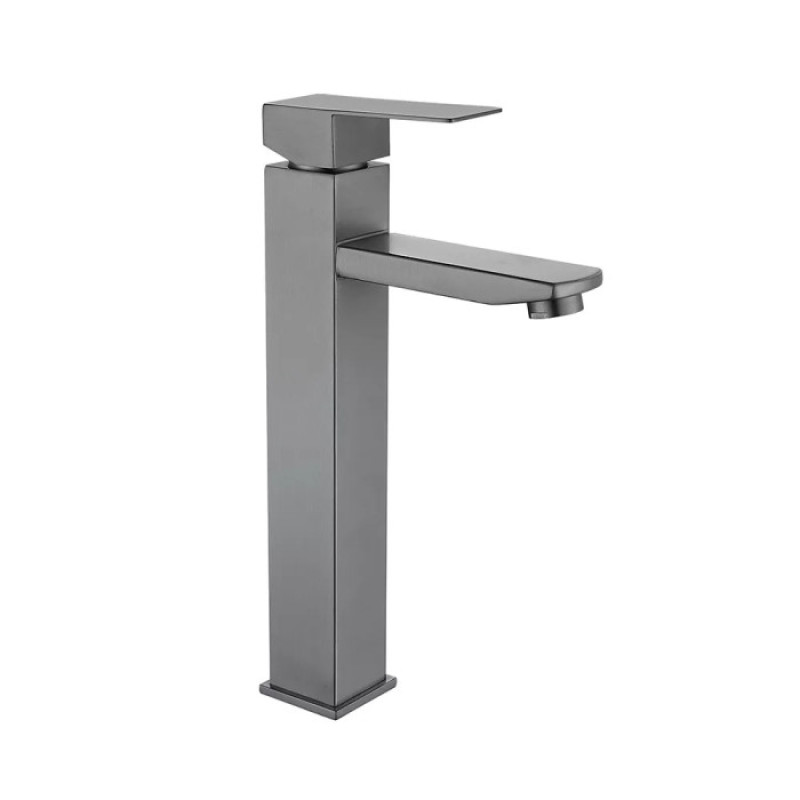 Змішувач для умивальника WEZER PRO11-02-GUNGREY (високий, збройова сталь, графіт) 