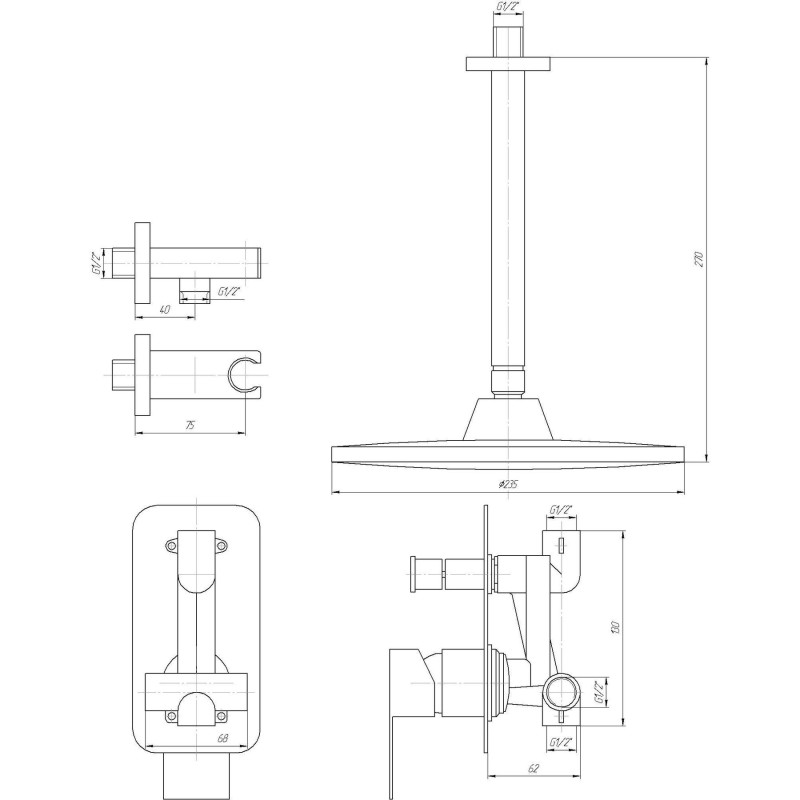 Душова система TOPAZ SARDINIA TSG 08205-V-H20 вбудована 