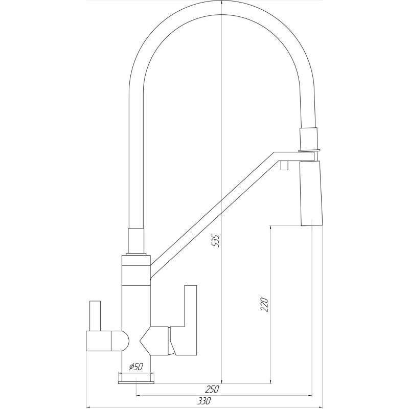 Змішувач для кухні TOPAZ ZARA TZ 8812-H24-S  під осмос 