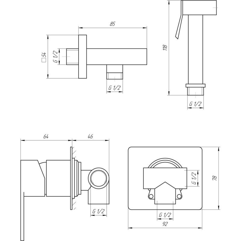 Змішувач гігієнічний TOPAZ SARDINIA TS-G 08735-H20 