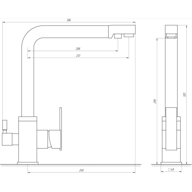 Смеситель для кухни Globus Lux LAZER GLLR-0100-8-STSTEE под осмос