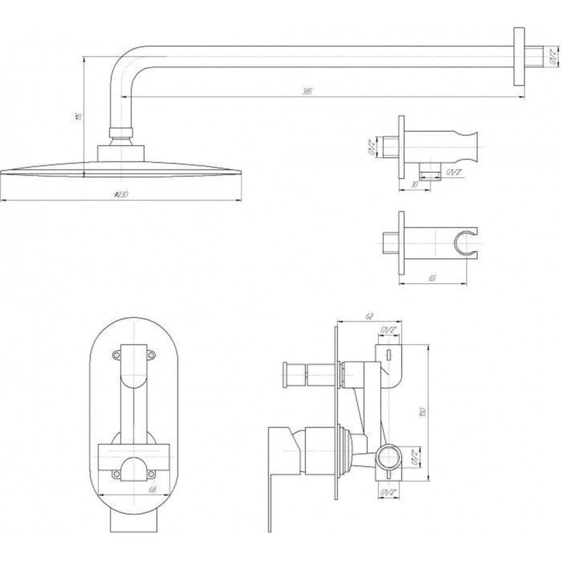 Душевая система TOPAZ BARTS TBG 07205-G-H36 встроена