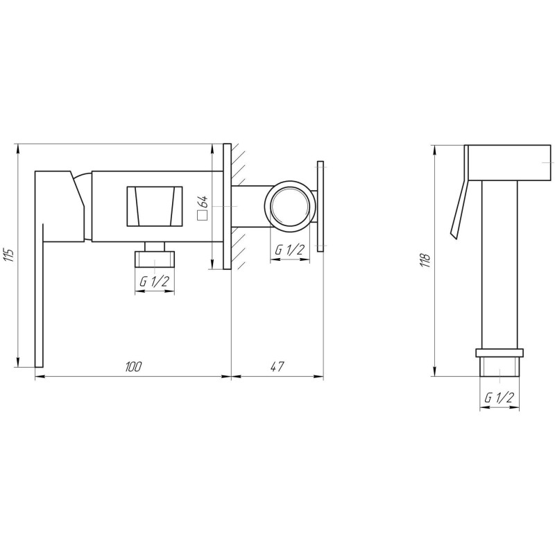 Змішувач гігієнічний TOPAZ SARDINIA TS 087106-H20 