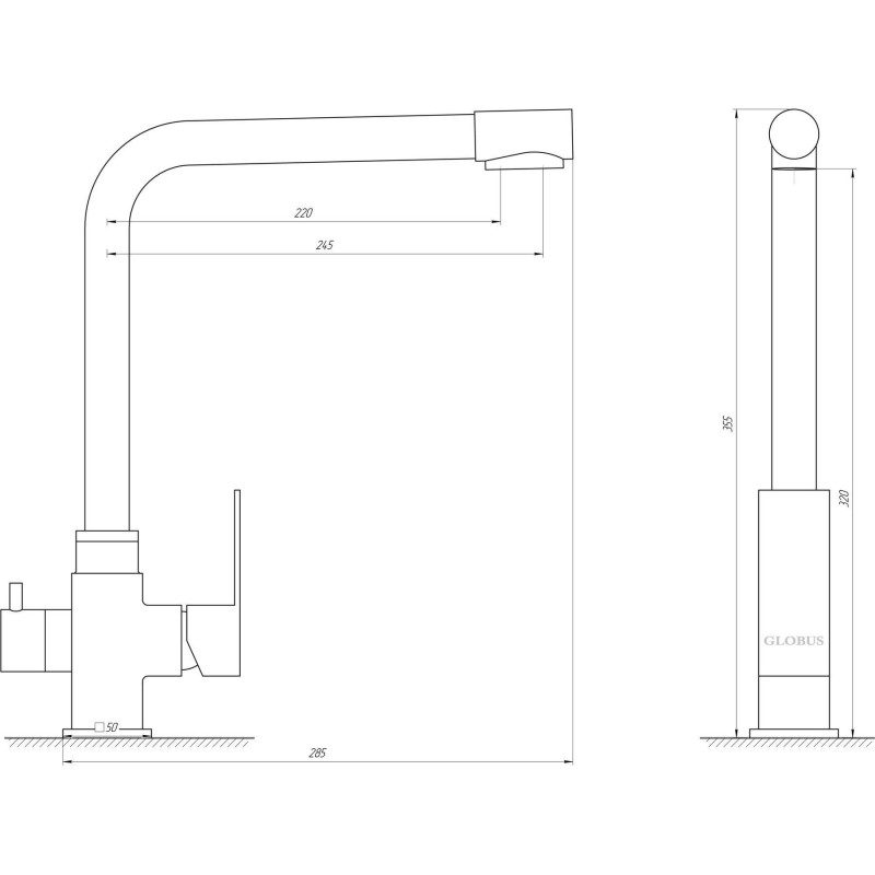 Смеситель для кухни Globus Lux ALPEN SUS-0110-1 под осмос