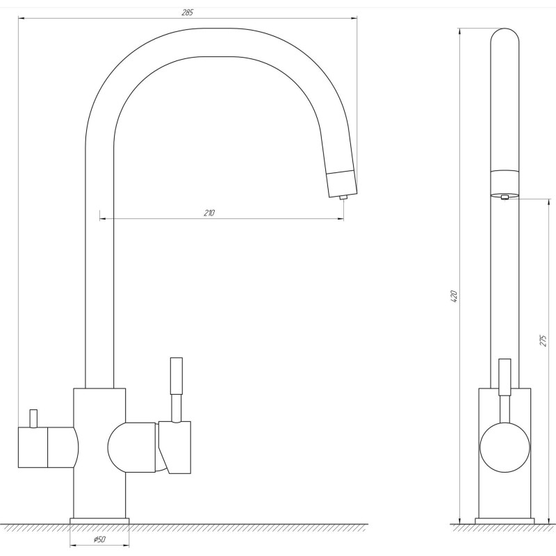Змішувач для кухні  Globus Lux ALPEN SUS-0333-BB під осмос
