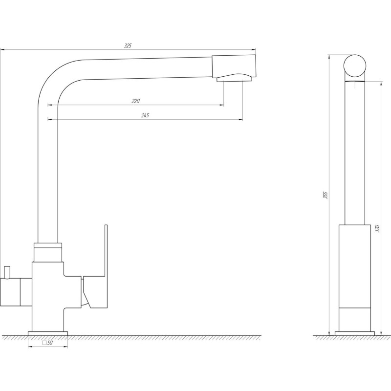 Смеситель для кухни Globus Lux ALPEN SUS-0110-BB под осмос 