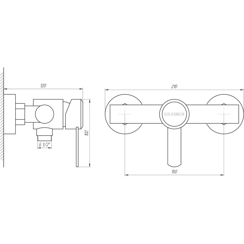 Змішувач для душу Globus Lux WIEN SBT2-105   