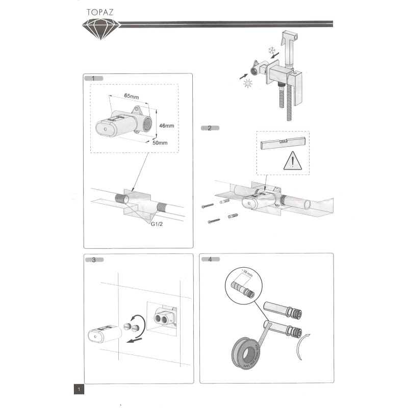 Смеситель гигиенический TOPAZ ODISS TO 18106-H52 