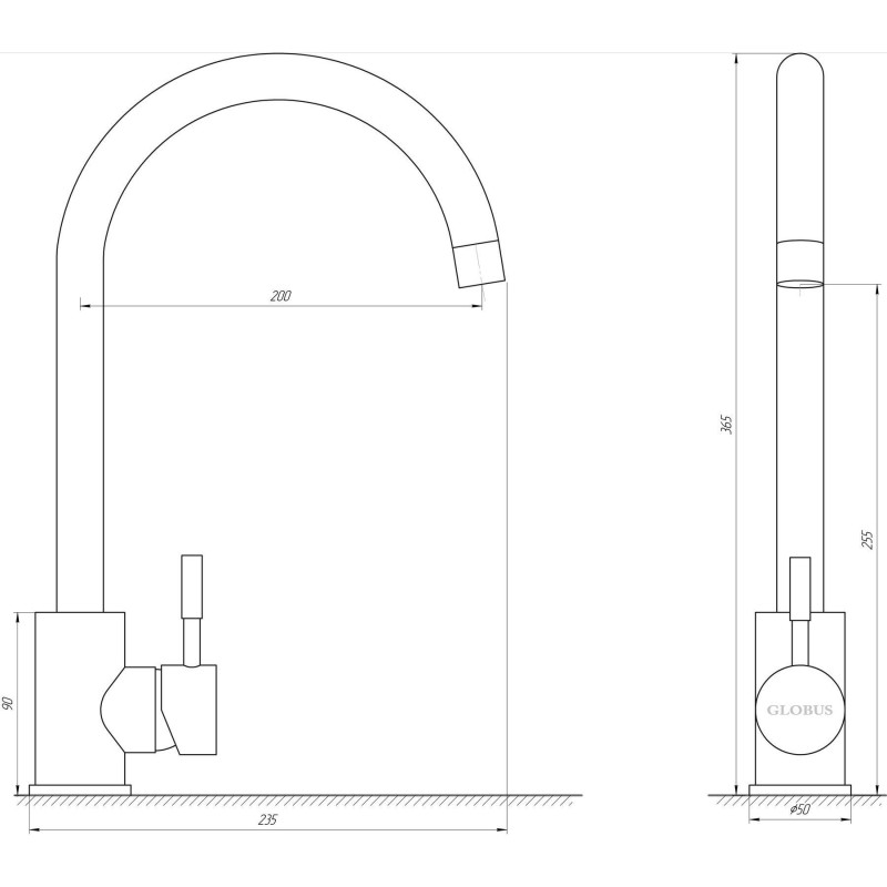 Змішувач для кухні Globus Lux ALPEN SUS-203S-BB 