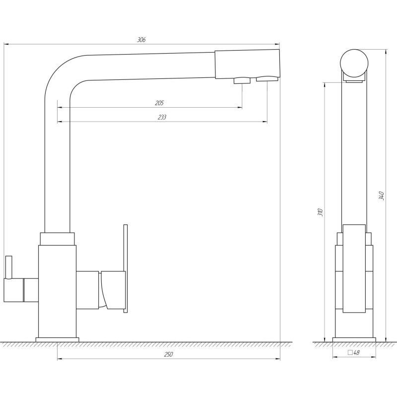 Змішувач для кухні Globus Lux LAZER GLLR-0100-6-MARONE  під осмос