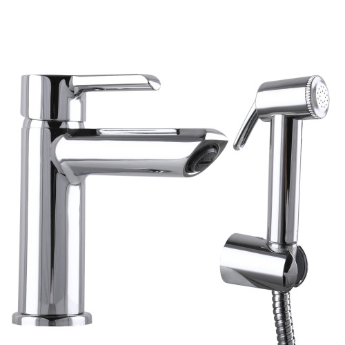 Змішувач для умивальника DOMINO PRESTIGE DPS-222 з гігієнічною лійкою 