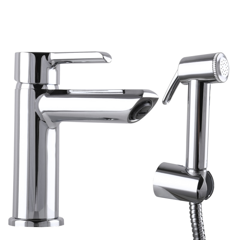 Змішувач для умивальника DOMINO PRESTIGE DPS-222 з гігієнічною лійкою 