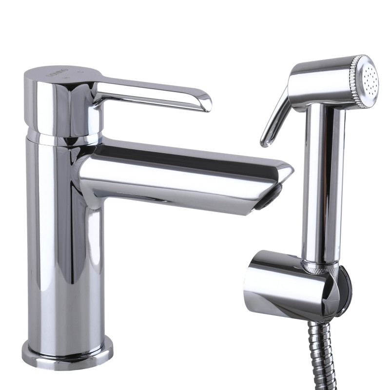 Змішувач для умивальника DOMINO PRESTIGE DPS-222 з гігієнічною лійкою 