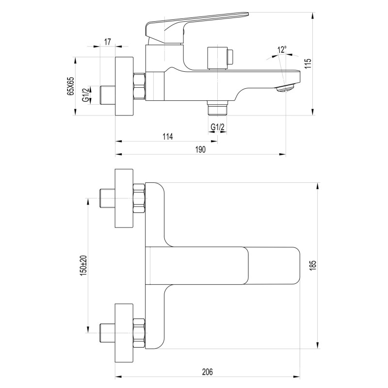 Змішувач для ванни TOPAZ ODISS TO 18101-H52-BL 
